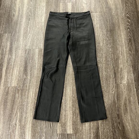 REM Garson Black Leather Biker Pants Bootcut Low Rise Size 8 Moto - Picture 4 of 16